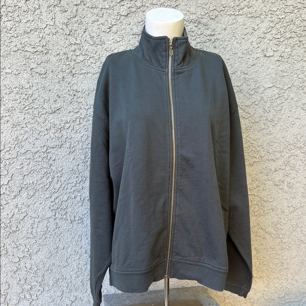 Vintage Norsport Dark Gray Grey Casual Zip-Up Jacket